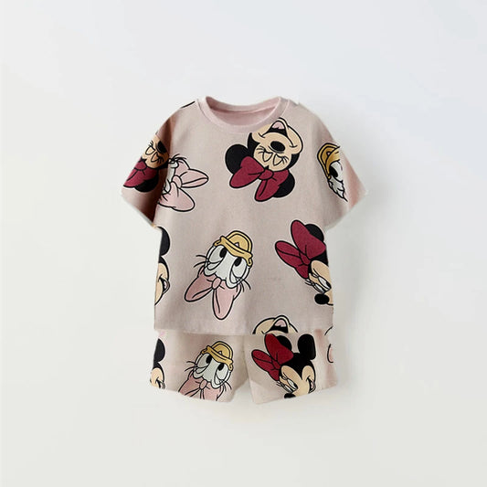 Cartoon Print Tshirt+Shorts