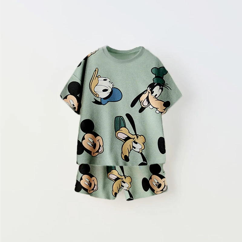 Cartoon Print Tshirt+Shorts