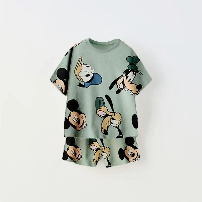 Cartoon Print Tshirt+Shorts